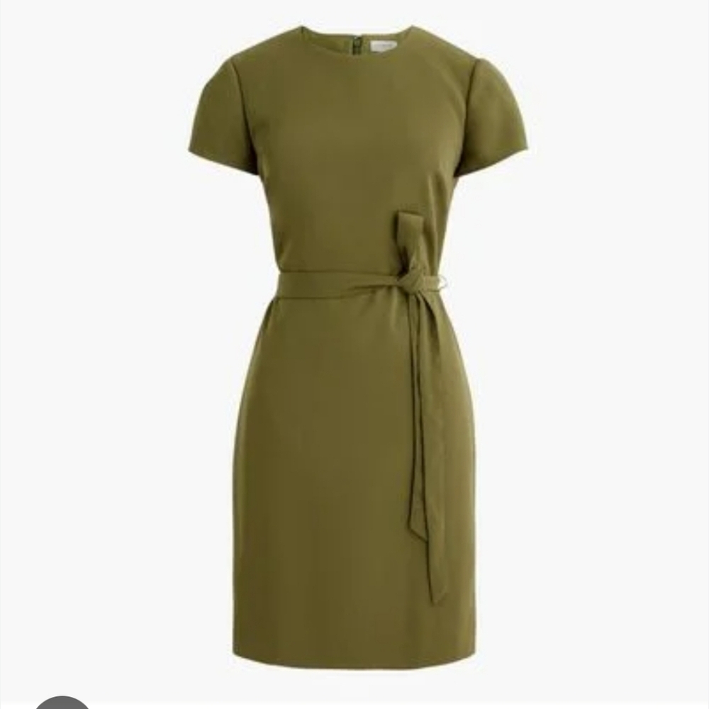 J. Crew Olive Green Mini Dress with Waist Tie